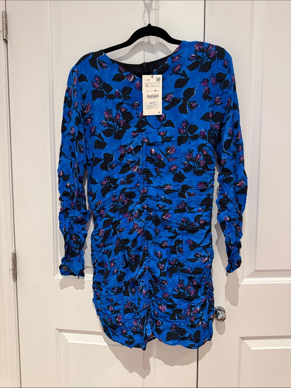 Zara Royal Blue Dress with Purple Floral Accents